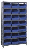 33Z253 Bin Shelving, Solid, 36X18, 21 Bins, Blue