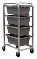 33Z268 Cross Stack Tub Rack w/4 Tubs, Gray