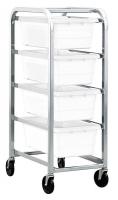 33Z269 Cross Stack Tub Rack w/4 Tubs, White