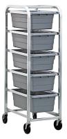 33Z271 Cross Stack Tub Rack w/5 Tubs, Gray