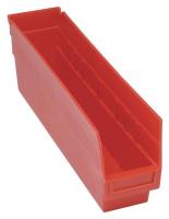 33Z292 Shelf Bin, 17-7/8x4-1/8x8, Red