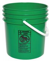 34A225 Plastic Pail, Round, Green, Cap 5 Gal