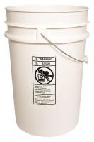 34A227 Plastic Pail, Round, White, Cap 6 Gal