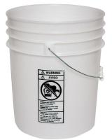 34A228 Plastic Pail, Round, White, Cap 6 Gal