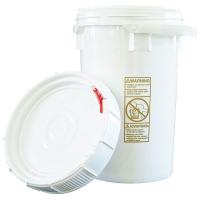 34A252 Plastic Pail, Round, White, Cap 6.5 Gal