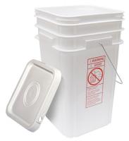 34A254 Plastic Pail, Square, White, Cap 5 Gal