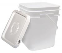 34A255 Plastic Pail, Square, White, Cap 3.5 Gal