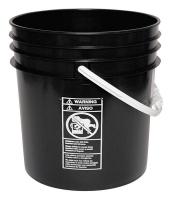 34A261 Plastic Pail, Round, Black, Cap 5 Gal