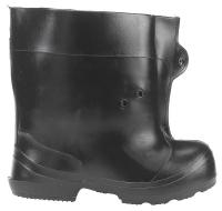 34A990 Overboots, PVC, 10 In, Tread Grit, Blk, L, PR