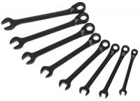 34D994 Ratchet Wrench Set, Spline, Rev, SAE, 8 Pc