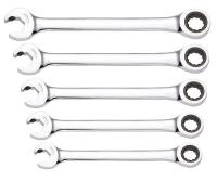 34E314 Ratcheting Wrench Set, Dbl End, Metric, 5Pc
