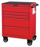 34F758 Rolling Cabinet, 30x20x41 In, 5 Drawer, Red