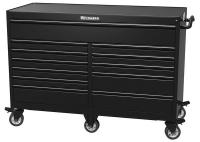 34F771 Rolling Cabinet, 56x24x41, 12 Drawer, Black