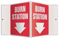 35R768 Sign, Burn Station, 8x8 In.