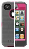 35R858 Defender Case, iPhone 4S, Pink/Gray