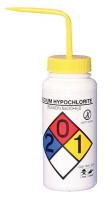 35V611 Wash Bottle, Polypropylene, Yellow, PK 4