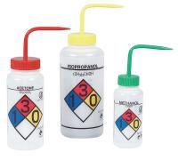 35V637 Wash Bottle, Polypropylene, Yellow, PK 2