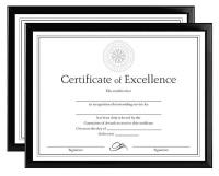 35W716 Document Frame, 8-1/2x11 In, Black, PK 2