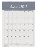 35X155 Monthly Wall Calendar, 12x17 In, Blue/Gray