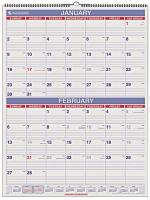 35X234 Two-Month-View Wall Calendar, 22x29 In.