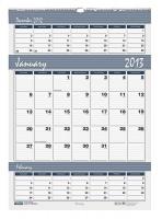 35X238 Wall Calendar, 3-Months-Per-Page, 12x17 In