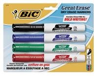 35Y007 Dry Erase Marker, Blk, Blu, Grn, Red, Pk 4
