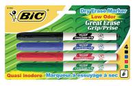35Y062 Dry Erase Marker, Blk, Blu, Grn, Red, Pk 4