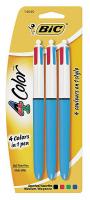 35Y072 Ballpoint Pen, Retractable, Med, Multi, Pk 3