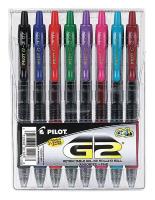 35Y209 Gel Pen, Retractable, Fine, Assorted, Pk 8