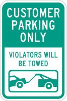 36A815 Sign, Customer Parking Only, 18 x12 In