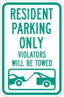 36A819 Sign, Resident Parking Only, 18 x12 In