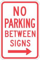 36A838 Sign, No Parking Between Signs, 18 x12 In