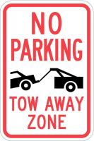 36A840 Sign, No Parking Tow Away Zone, 18 x12 In