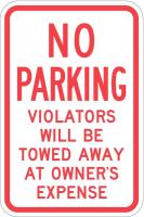36A846 Sign, No Parking , 18 x12 In