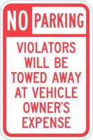 36A852 Sign, No Parking, 18 x12 In