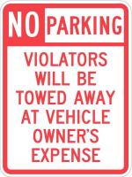 36A855 Sign, No Parking, 24 x18 In