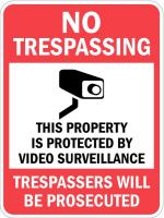 36A867 Property Sign, No Trespass, 24 x 18 In
