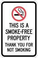 36A874 Property Sign, Smoke-Free, 18 x 12 In