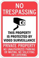 36A882 Property Sign, No Trespass, 18 In 12 In