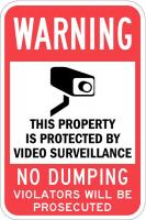 36A890 Property Sign, No Dumping, 18 In 12 In
