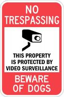 36A894 Property Sign, No Trespass, 18 In, 12 In