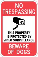 36A895 Property Sign, No Trespass, 18 In, 12 In