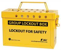 36D366 Group Lockout Box, 13 Locks Max, Yellow