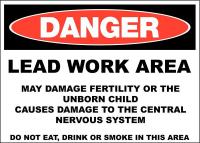 36D379 Danger Sign, 10x14 In, R and BK/WHT, ENG