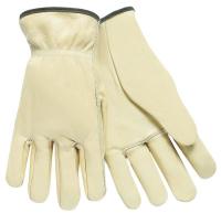 36H979 Driver Gloves, Cow Grain Lthr, Cream, L, PR