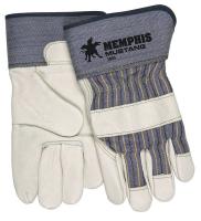 36H984 Leather Palm Gloves, Cowhide, White, L, Pr