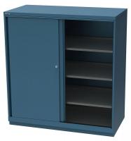36N154 Sliding Door Cabinet, 4 Shelves, Cl Blue