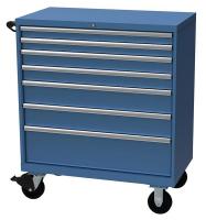 36N165 Mobile Modular Cabinet, 7 Drawers, Br Blue