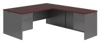 38C544 Desking, 84 In.D, Mahogany/Charcoal