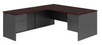 38C546 Desking, 84 In.D, Mahogany/Charcoal
